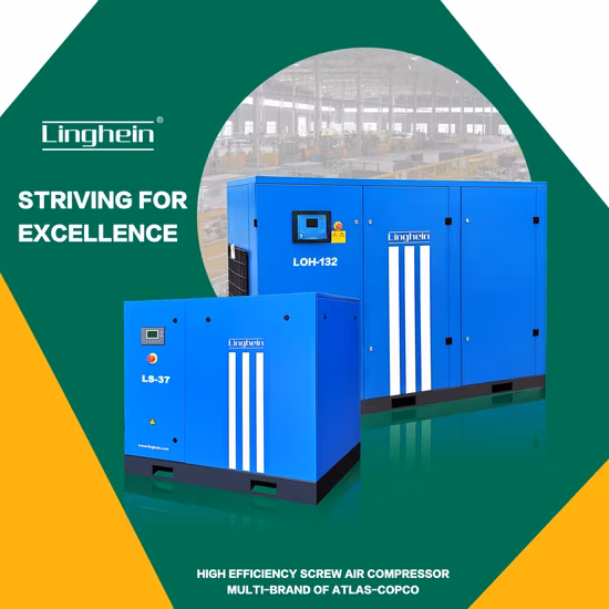 Compressore d'aria a vite Linghein quattro in uno da 18,5 kW 16 bar con alimentazione CA con serbatoio dell'aria essiccatore (300 L * 2)